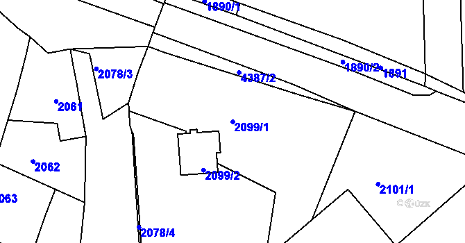 Parcela st. 2099/1 v KÚ Veselí nad Lužnicí, Katastrální mapa