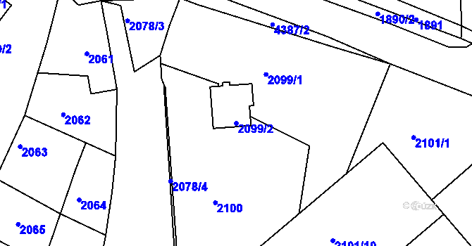 Parcela st. 2099/2 v KÚ Veselí nad Lužnicí, Katastrální mapa