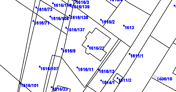 Parcela st. 1616/22 v KÚ Veselí nad Lužnicí, Katastrální mapa