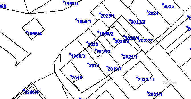 Parcela st. 2019/2 v KÚ Veselí nad Lužnicí, Katastrální mapa