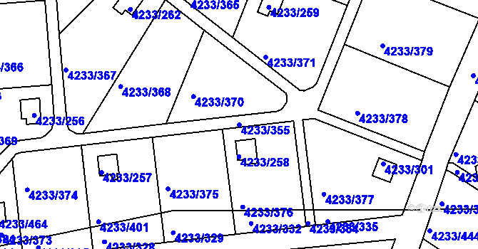 Parcela st. 4233/355 v KÚ Veselí nad Lužnicí, Katastrální mapa