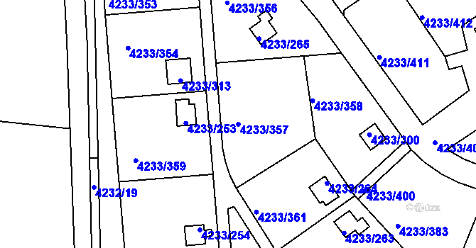 Parcela st. 4233/357 v KÚ Veselí nad Lužnicí, Katastrální mapa