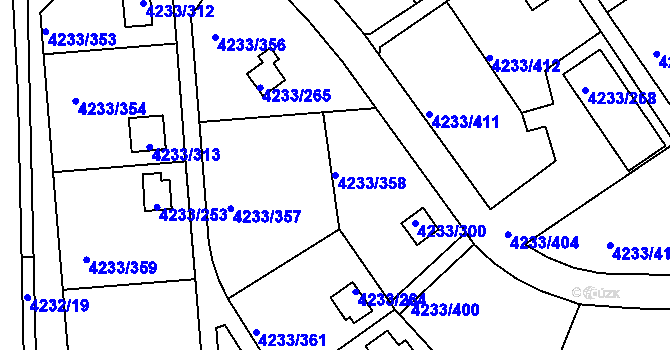 Parcela st. 4233/358 v KÚ Veselí nad Lužnicí, Katastrální mapa