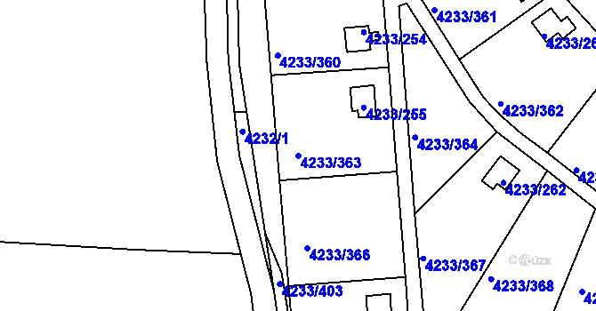 Parcela st. 4233/363 v KÚ Veselí nad Lužnicí, Katastrální mapa