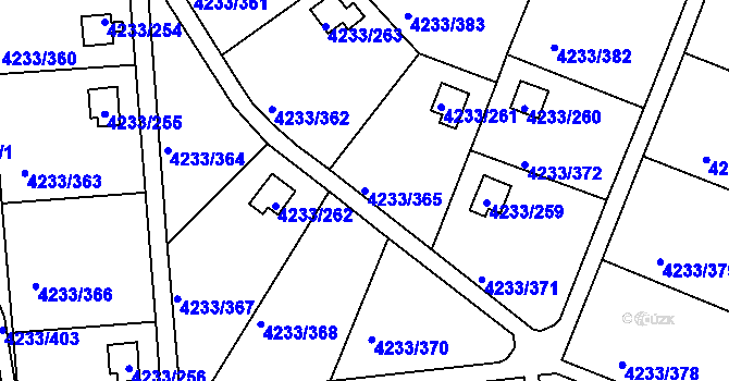 Parcela st. 4233/365 v KÚ Veselí nad Lužnicí, Katastrální mapa