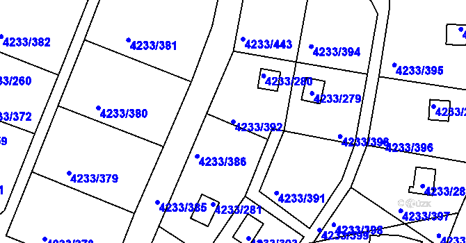 Parcela st. 4233/392 v KÚ Veselí nad Lužnicí, Katastrální mapa