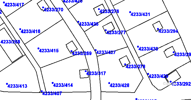 Parcela st. 4233/427 v KÚ Veselí nad Lužnicí, Katastrální mapa