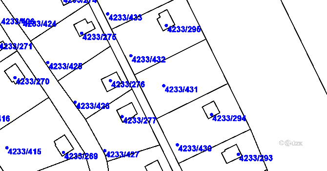 Parcela st. 4233/431 v KÚ Veselí nad Lužnicí, Katastrální mapa