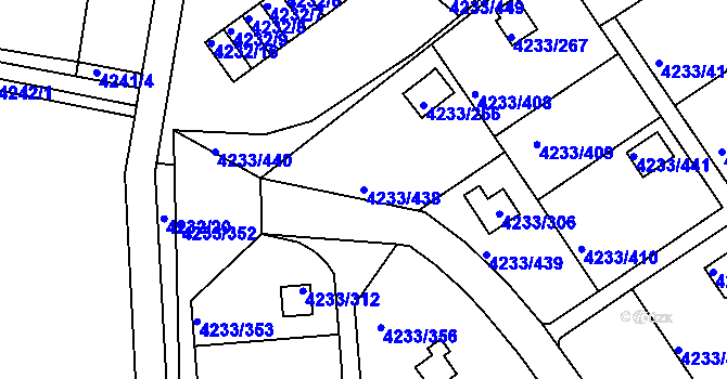 Parcela st. 4233/438 v KÚ Veselí nad Lužnicí, Katastrální mapa
