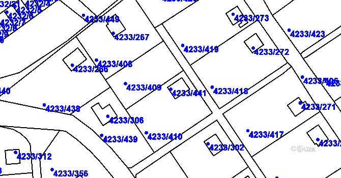 Parcela st. 4233/441 v KÚ Veselí nad Lužnicí, Katastrální mapa