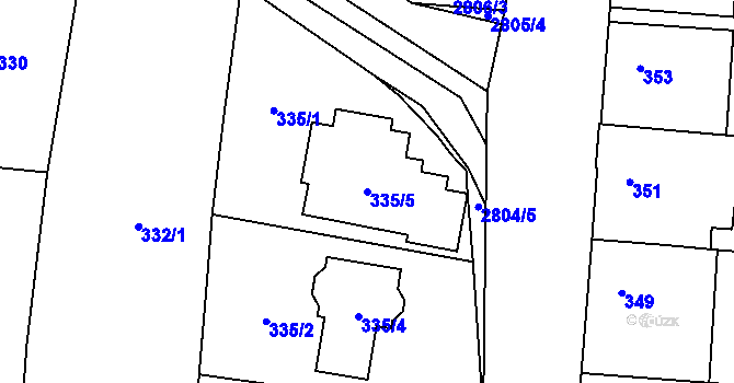 Parcela st. 335/5 v KÚ Veselí nad Lužnicí, Katastrální mapa