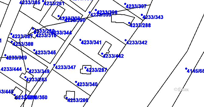 Parcela st. 4233/442 v KÚ Veselí nad Lužnicí, Katastrální mapa