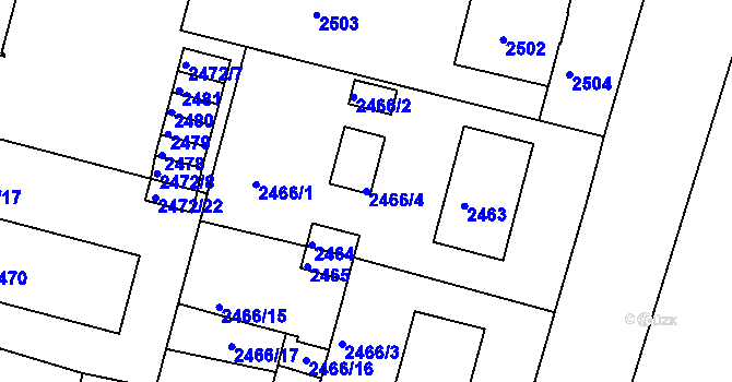 Parcela st. 2466/4 v KÚ Veselí nad Lužnicí, Katastrální mapa