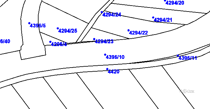 Parcela st. 4396/10 v KÚ Veselí nad Lužnicí, Katastrální mapa