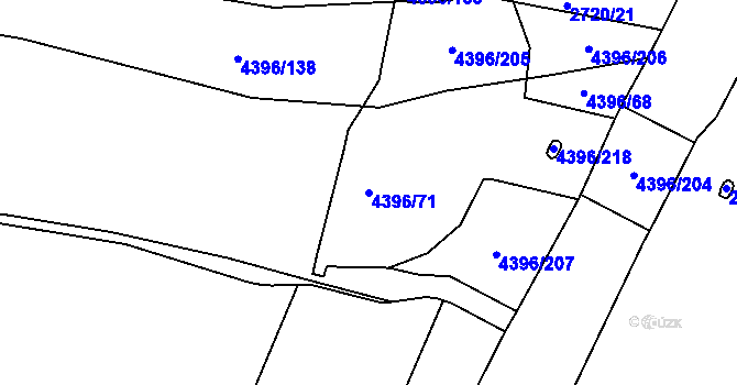 Parcela st. 4396/71 v KÚ Veselí nad Lužnicí, Katastrální mapa