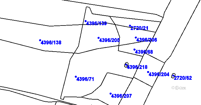 Parcela st. 4396/174 v KÚ Veselí nad Lužnicí, Katastrální mapa