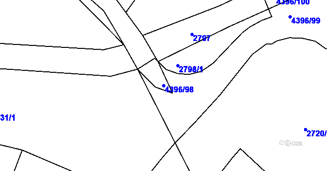 Parcela st. 4396/98 v KÚ Veselí nad Lužnicí, Katastrální mapa