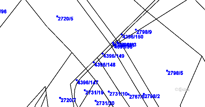 Parcela st. 4396/149 v KÚ Veselí nad Lužnicí, Katastrální mapa