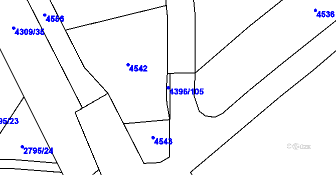Parcela st. 4396/105 v KÚ Veselí nad Lužnicí, Katastrální mapa