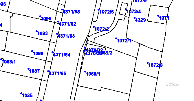 Parcela st. 1069/2 v KÚ Veselí nad Lužnicí, Katastrální mapa