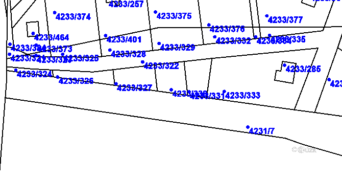 Parcela st. 4233/330 v KÚ Veselí nad Lužnicí, Katastrální mapa