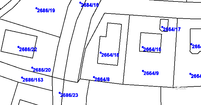 Parcela st. 2664/18 v KÚ Veselí nad Lužnicí, Katastrální mapa