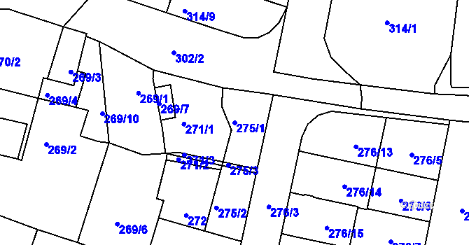 Parcela st. 275/1 v KÚ Veselí nad Lužnicí, Katastrální mapa