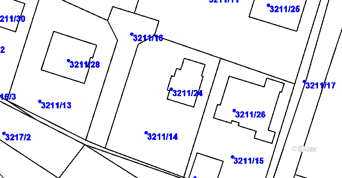 Parcela st. 3211/24 v KÚ Veselí nad Lužnicí, Katastrální mapa
