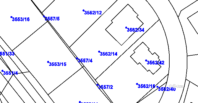 Parcela st. 3562/14 v KÚ Veselí nad Lužnicí, Katastrální mapa
