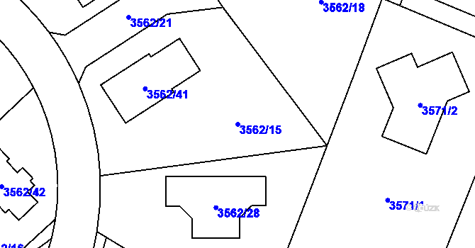 Parcela st. 3562/15 v KÚ Veselí nad Lužnicí, Katastrální mapa
