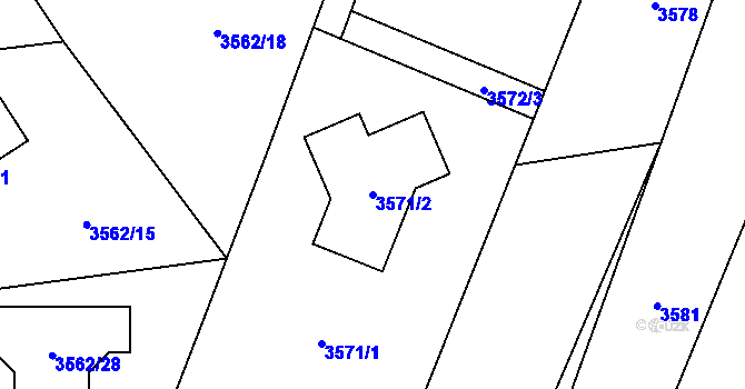 Parcela st. 3571/2 v KÚ Veselí nad Lužnicí, Katastrální mapa