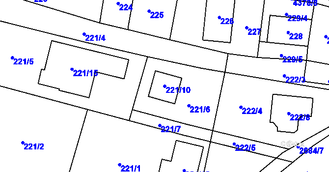 Parcela st. 221/10 v KÚ Veselí nad Lužnicí, Katastrální mapa