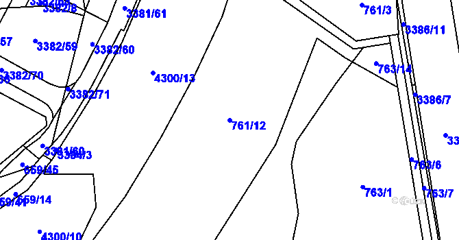 Parcela st. 761/12 v KÚ Veselí nad Lužnicí, Katastrální mapa