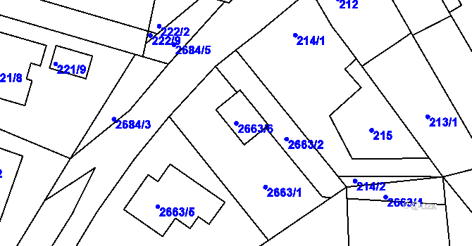 Parcela st. 2663/6 v KÚ Veselí nad Lužnicí, Katastrální mapa