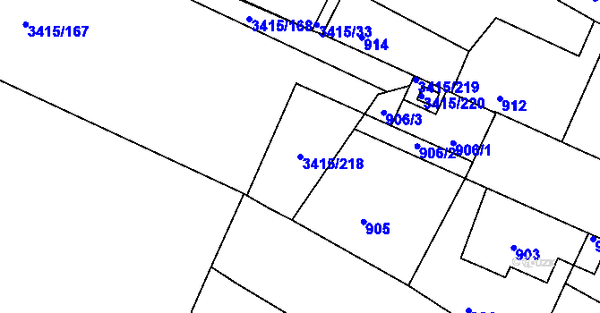 Parcela st. 3415/218 v KÚ Veselí nad Lužnicí, Katastrální mapa