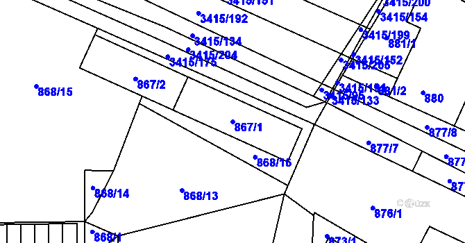 Parcela st. 867/1 v KÚ Veselí nad Lužnicí, Katastrální mapa