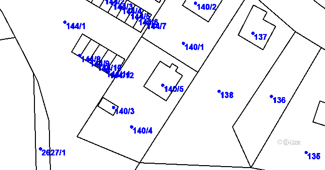 Parcela st. 140/5 v KÚ Veselí nad Lužnicí, Katastrální mapa