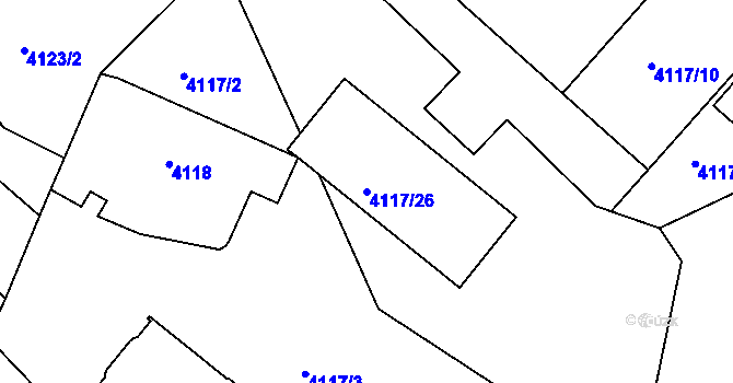 Parcela st. 4117/26 v KÚ Veselí nad Lužnicí, Katastrální mapa