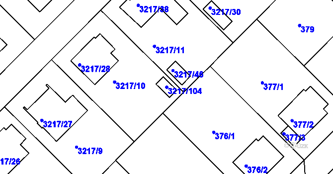 Parcela st. 3217/104 v KÚ Veselí nad Lužnicí, Katastrální mapa