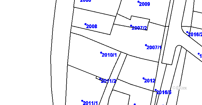 Parcela st. 2010/1 v KÚ Veselí nad Lužnicí, Katastrální mapa