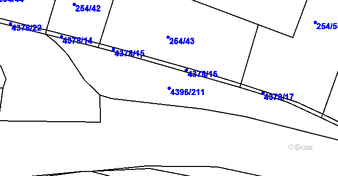 Parcela st. 4396/211 v KÚ Veselí nad Lužnicí, Katastrální mapa