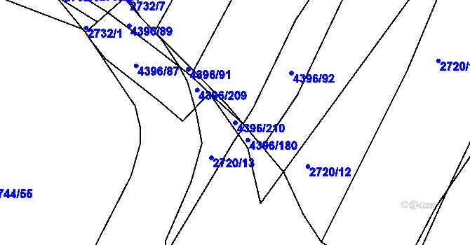 Parcela st. 4396/210 v KÚ Veselí nad Lužnicí, Katastrální mapa