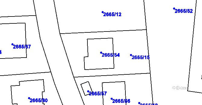 Parcela st. 2665/54 v KÚ Veselí nad Lužnicí, Katastrální mapa