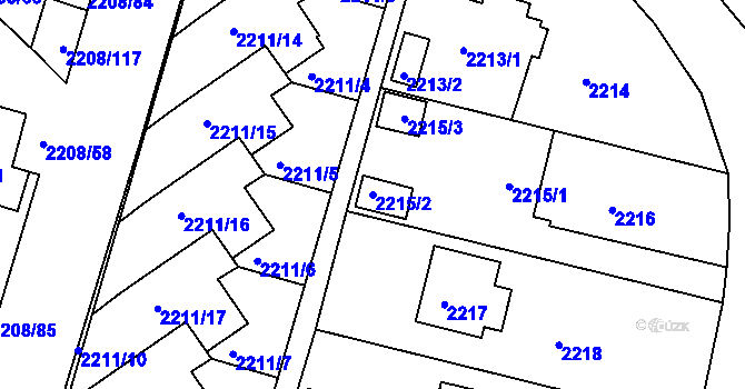 Parcela st. 2215/2 v KÚ Veselí nad Lužnicí, Katastrální mapa