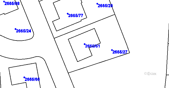 Parcela st. 2665/61 v KÚ Veselí nad Lužnicí, Katastrální mapa