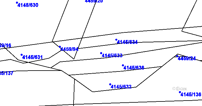 Parcela st. 4145/633 v KÚ Veselí nad Lužnicí, Katastrální mapa