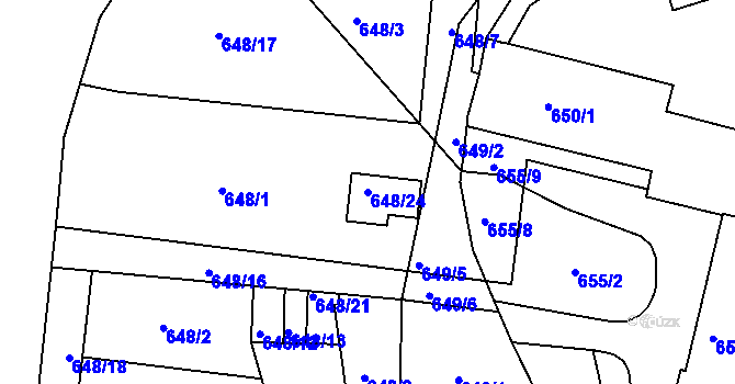 Parcela st. 648/24 v KÚ Veselí nad Lužnicí, Katastrální mapa