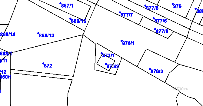 Parcela st. 873/1 v KÚ Veselí nad Lužnicí, Katastrální mapa