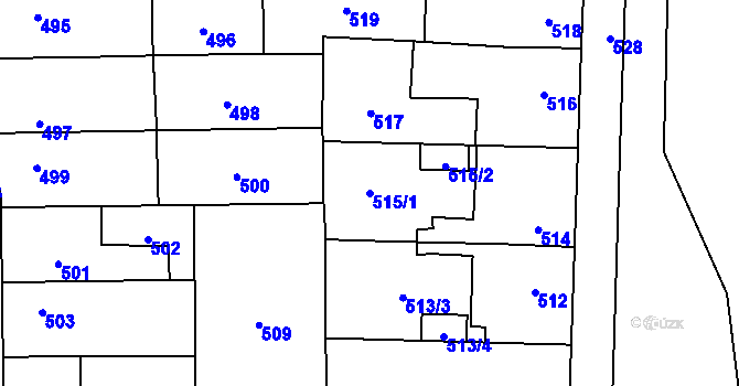 Parcela st. 515/1 v KÚ Veselí nad Lužnicí, Katastrální mapa
