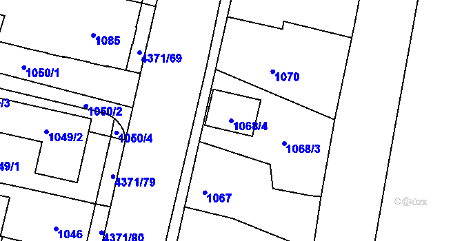 Parcela st. 1068/4 v KÚ Veselí nad Lužnicí, Katastrální mapa